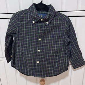 Ralph Lauren Kids plaid button down Shirt - Navy and Green